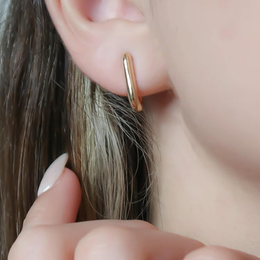 Gold Oval Huggies Earrings
